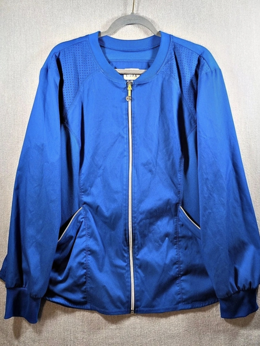 Cherokee Luxe Sport Women's Zip Front Scrub Jacket Blue 2XL